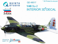 QD48017 3D Декаль интерьера кабины Су-2  (для модели Звезда)
